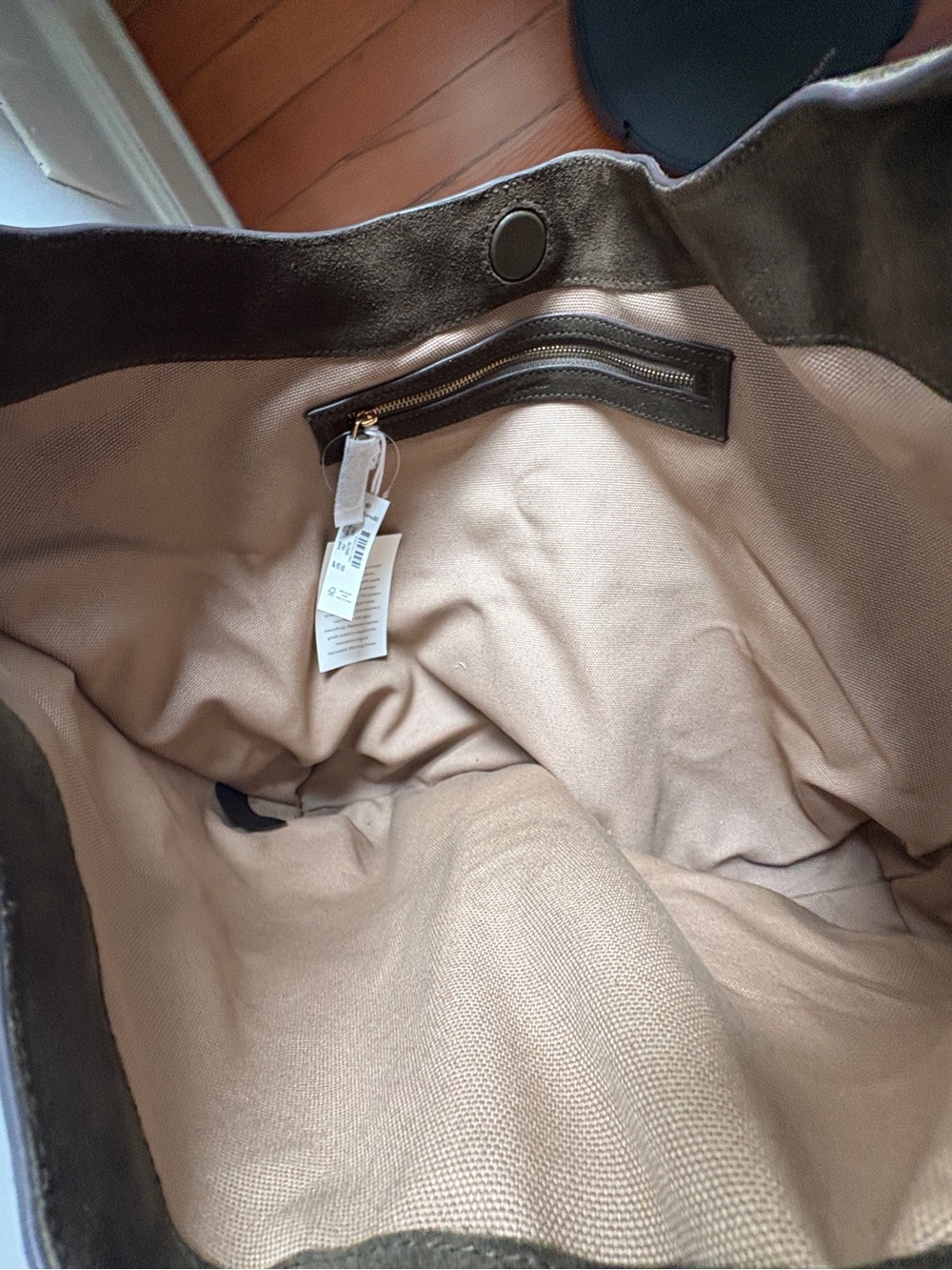NWT Madewell Olive Suede Mylie Tote - Picture 2 of 3